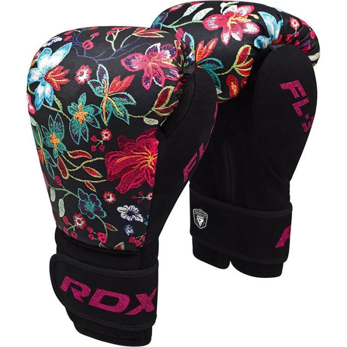 RDX FL3 Floral Black Leather X Boxing Gloves