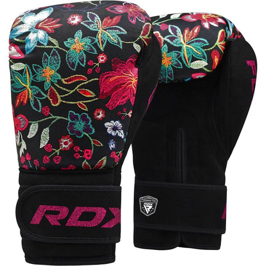 RDX FL3 Floral Black Leather X Boxing Gloves